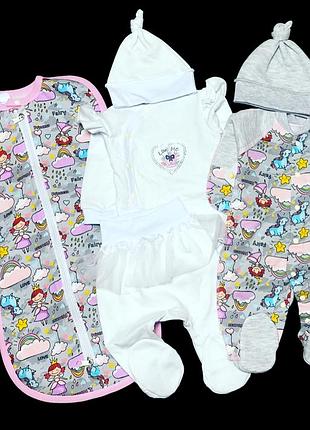 Гарний набір одягу для новонароджених, якісний одяг для немовлят зима-весна, зріст 56 см, бавовна (набори