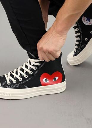 Высокие кеды comme des garçons x converse черно-белые (кеды конверс женские )1 фото