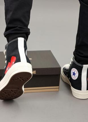 Высокие кеды comme des garçons x converse черно-белые (кеды конверс женские )9 фото