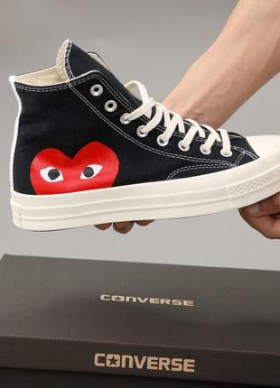 Высокие кеды comme des garçons x converse черно-белые (кеды конверс женские )7 фото