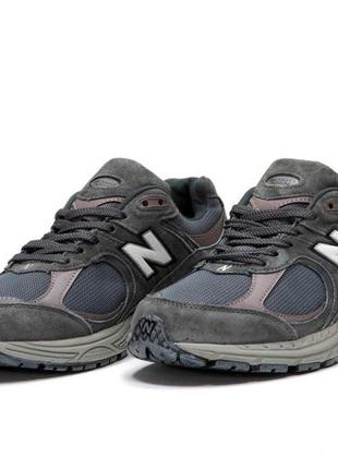 Чоловічі сірі кросівки new balance 2002r dark grey(  нью беленс 2002р темно-сірі замшеві )9 фото