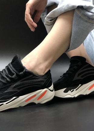 Кросівки adidas yeezy boost 700 black/white reflective (адідас ізі буст чорно-білі рефлективні жіночі)