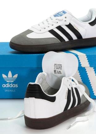 Замшеві кросівки adidas samba  white black ( адідас самба чорно- білі чоловічі кросівки)5 фото