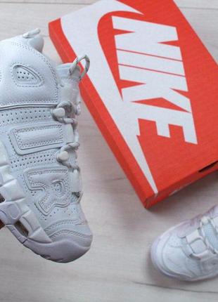 Кроссовки nike air more uptempo triple white (высокие белые кроссовки найк аптемпо женские и мужские размеры)