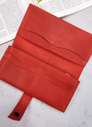 Червоний гаманець з натуральної шкіри3 фото