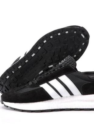 Чоловічі чорні кросівки  adidas retropy e5  black white (адидас ретро е5 чорно-білі)3 фото