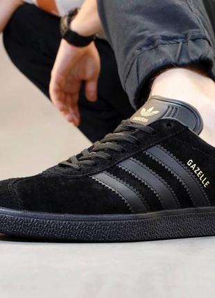 Кроссовки adidas gazelle og triple black  (адидас газели полностью черные мужские)5 фото