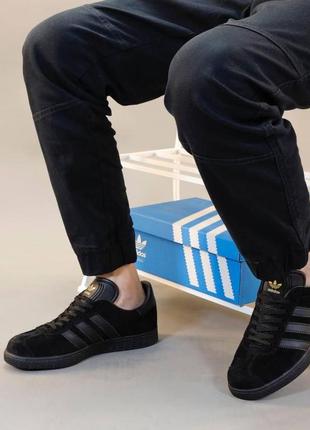 Кроссовки adidas gazelle og triple black  (адидас газели полностью черные мужские)4 фото