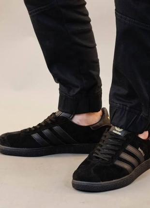 Кроссовки adidas gazelle og triple black  (адидас газели полностью черные мужские)6 фото