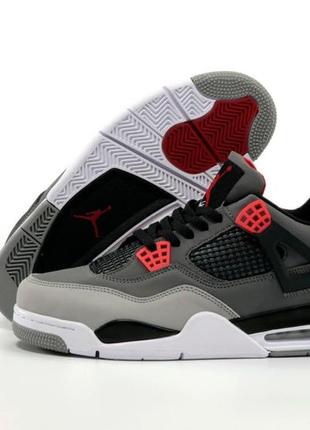 Чоловічі баскетбольні сірі кросівки nike air jordan 4 retro grey (найк аір джордан 4 світло-сірі)2 фото