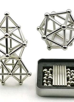 Магнитный конструктор головоломка палочки и шарики 63 детали neo silver неокуб, sl1, магнітний конструктор