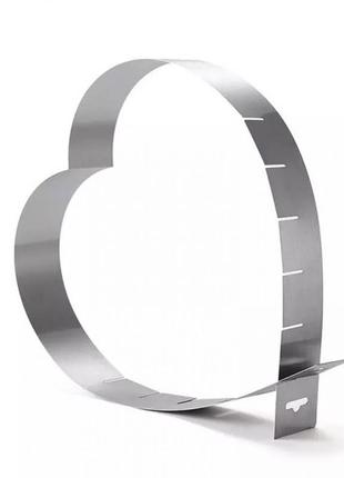 Форма серце розсувна для тортів і десертів від 14 до 26 см, sl1, розсувна форма для випічки серце, форма серця для випічки та