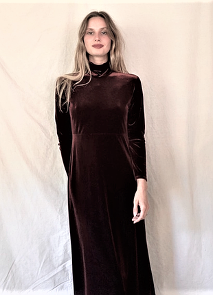 Ексклюзивна довга оксамитова шоколадна сукня плаття гольф бархат англія