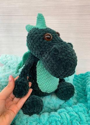 Плюшевий в'язаний динозавр ручної роботи, м'яка дитяча іграшка в ліжечко, в'язані іграшки, sl