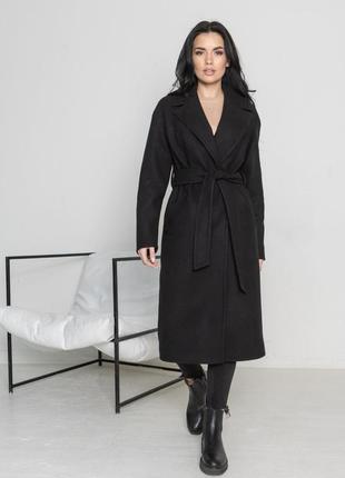 Пальто жіноче міді прямого крою з поясом вовняне бренд демісезонне весняне бренд преміум9 фото