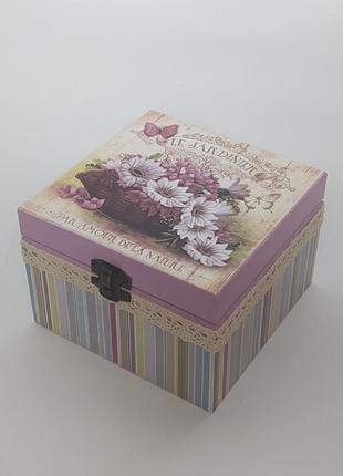 Скринька ручної роботи корзина квітів1 фото