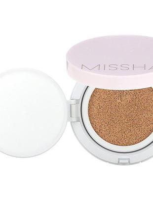 Тональный кушон с экстрактом зелёного чая missha magic cushion cover lasting spf50+/pa+++ № 21, 15 мл