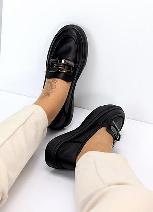 Черные лаконичные мокасины/балетки/лоферы 36-404 фото
