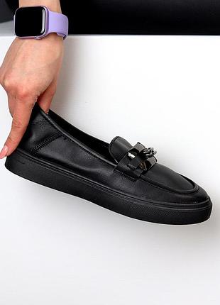 Черные лаконичные мокасины/балетки/лоферы 36-408 фото