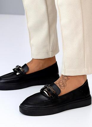 Черные лаконичные мокасины/балетки/лоферы 36-402 фото