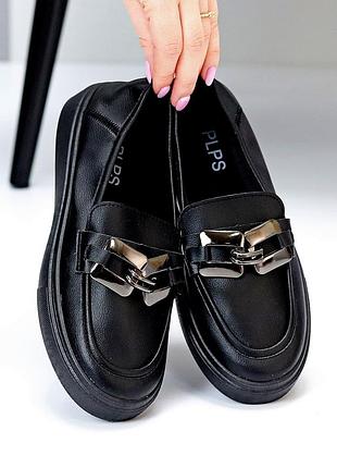 Черные лаконичные мокасины/балетки/лоферы 36-407 фото