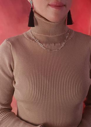 Женская серебряная цепочка ромб. белая цепь на шею серебро 9252 фото