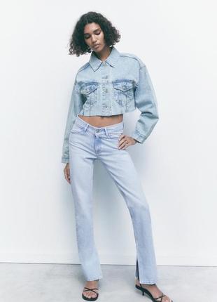 Джинсовка куртка джинсовый пиджак жакет укороченая zara оригинал
