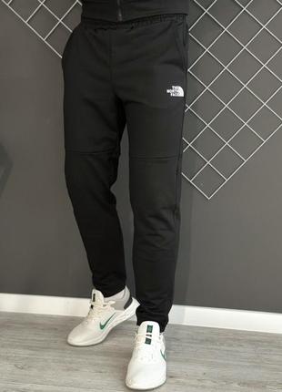 Демисезонные брюки черные tnf белый лого (двонитка)