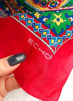 Франция! 🦎 echo 100% натуральный шелк восточный принт пейсли платок каре винтаж