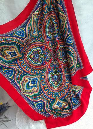 Франция! 🦎 echo 100% натуральный шелк восточный принт пейсли платок каре винтаж