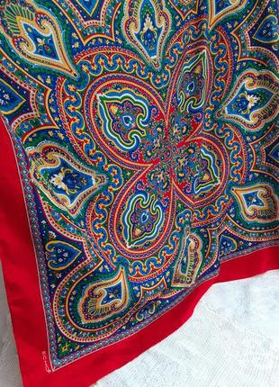 Франция! 🦎 echo 100% натуральный шелк восточный принт пейсли платок каре винтаж