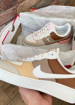 Кроссовки nike air force 1 shadow white beige brown4 фото