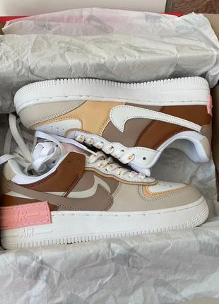 Кроссовки nike air force 1 shadow white beige brown