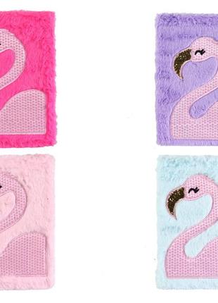 Блокнот пушистый меховый детский фламинго клетка 80g 4 цвета, 2219-28mrb