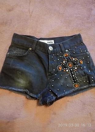 Шорты джинсовые topshop крест с камнями и стразами