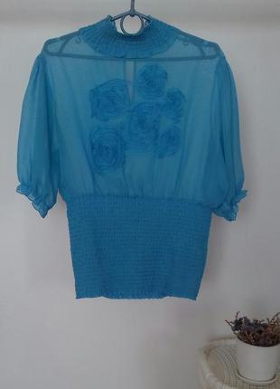 Супер шифонова блакитна блуза