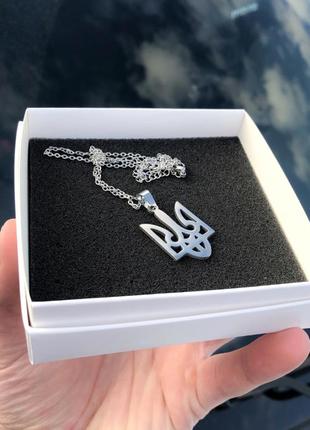 Цепочка с подвеской трезубец, кулон из нержавеющей стали,  серебристый