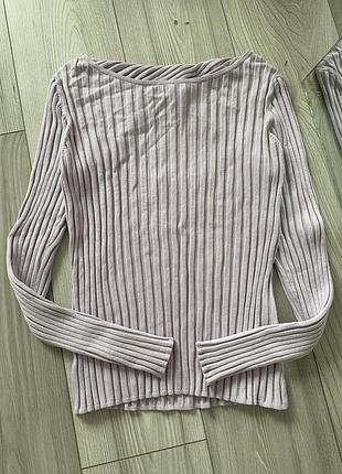 Кофта рубчик лиловая с вырезом на спине джемпер