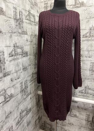 Фиолетовое теплое баклажановое платье до колен1 фото