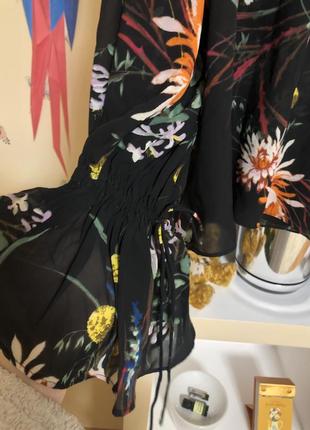 Мега стильная блузка с цветочным принтом и интересными рукавами, размер л5 фото