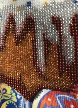 Пасхальное полотенце, вышивка бисером ручной работы, крупноценная вышивка, салфетка