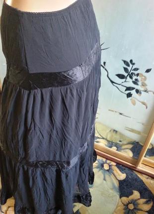 Легкая фирменная юбка, жатый шифон, велюр, большой размер, 52-54 (18-20) размер2 фото