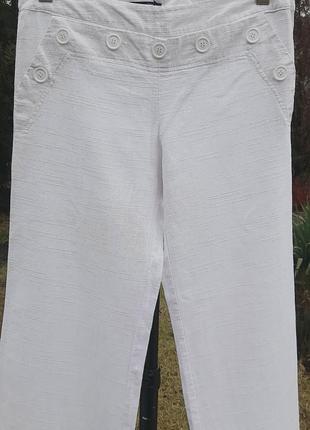 Льняные широкие белые брюки2 фото
