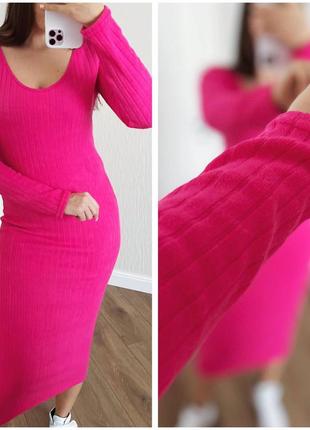 Трикотажное платье чехол в рубчик из натуральной ткани9 фото