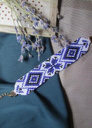 Украинский широкий браслет на руку, вышиванка, патриотические браслеты1 фото
