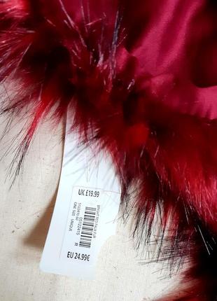 Боа new look англия меховой шарф воротник цвет burgundy3 фото