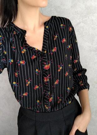 Рубашка блуза из вискозы,в полоску, в цветочек1 фото