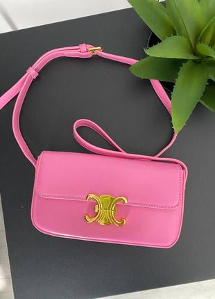 Брендова шкіряна сумка селін натуральна шкіра дамська сумочка рожева фламінго барбі
