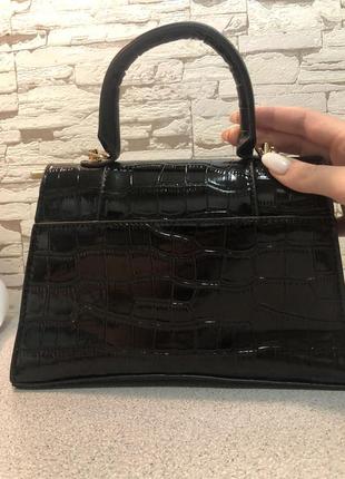 Сумка в стилі balenciaga hourglass black croco2 фото