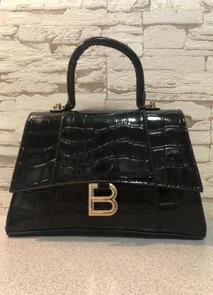 Сумка в стилі balenciaga hourglass black croco1 фото